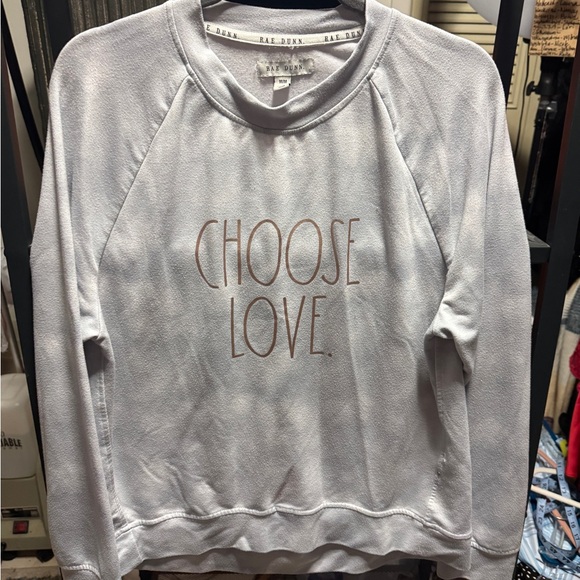 Rae Dunn Women's Plus Choose Love French Terry Sweatshirt Grey Medium - Picture 4 of 4